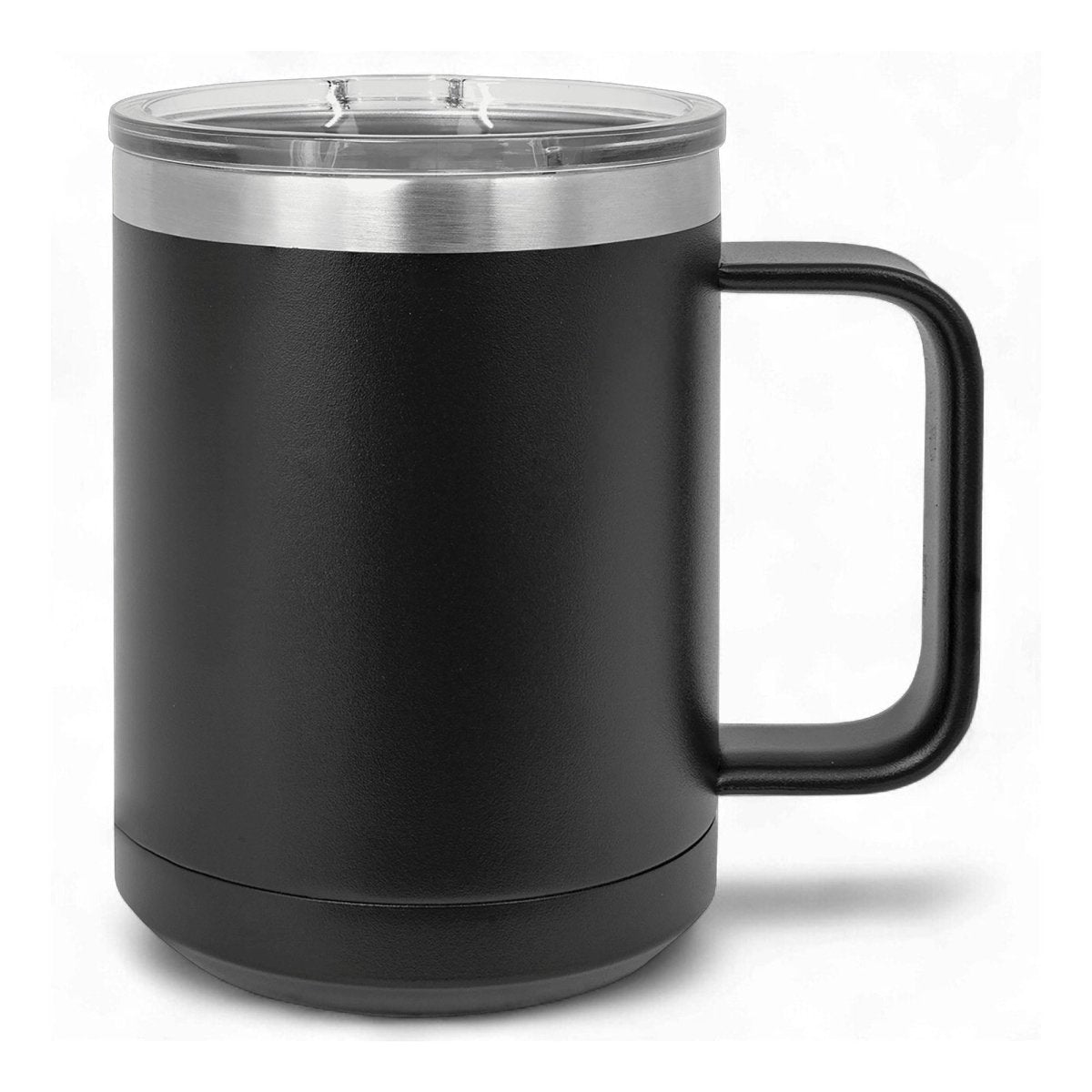 15 Oz Coffee Tumbler with Handle | Customized All Things Through Coffee | Funny Christian Mug with Sliding Lid | Black - Shepherds Shelf