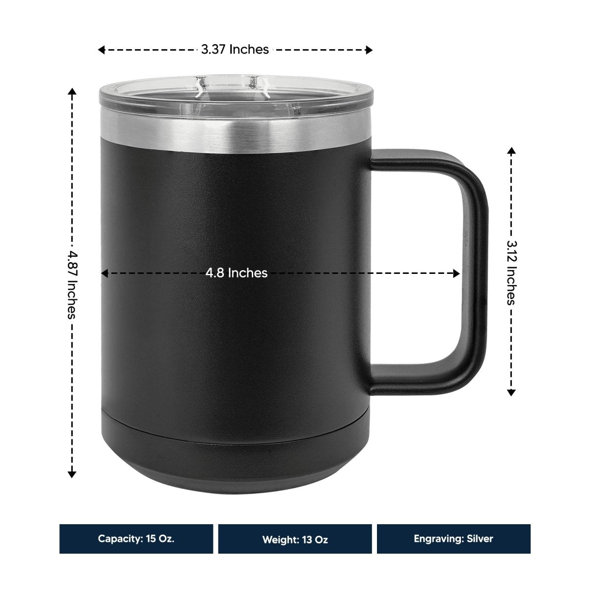 15 Oz Coffee Tumbler with Handle | Customized Jesus Loves Name | Christian Coffee Mug with Sliding Lid | Black - Shepherds Shelf