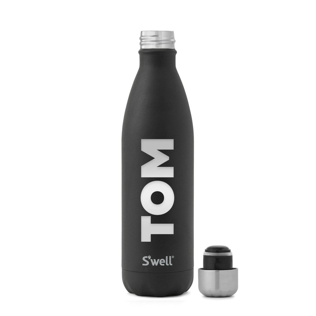 17 Oz, Black Water Bottle Living Water Christian Design Powder Coated Bottle - Shepherds Shelf