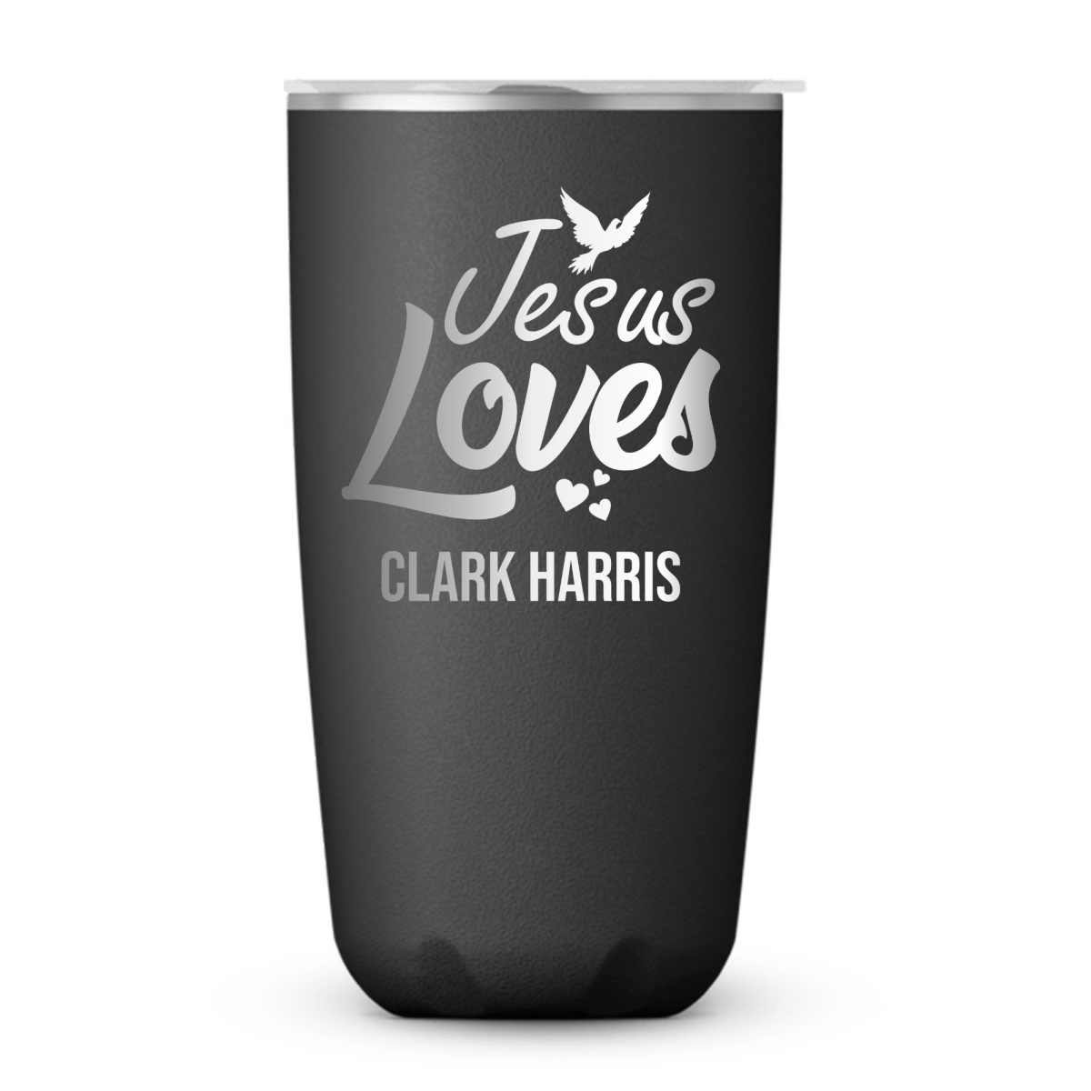 18 Oz, Onyx Coffee Tumbler Jesus Loves Dove Funny Christian Mug with Sliding Lid - Shepherds Shelf