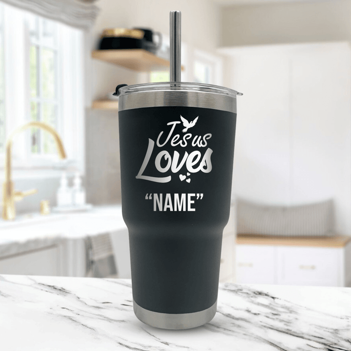 20 Oz, Arcticware Tumbler Jesus Loves Dove Funny Christian Travel Mug with Lid - Shepherds Shelf