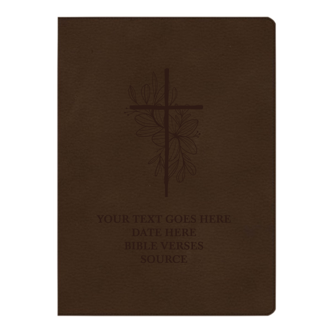 CSB Brown Study Size Holy Bible Large Print Size | Floral and Cross |