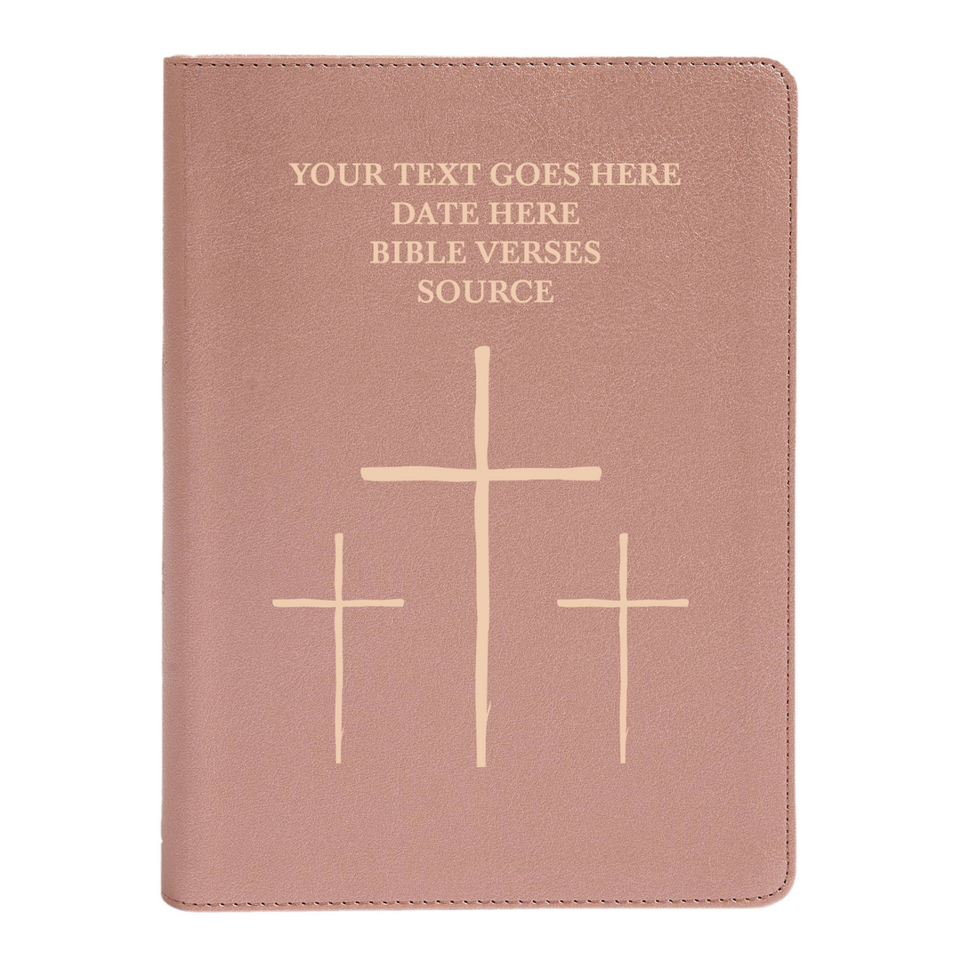 CSB She Reads Rose Gold Study Size Holy Bible Medium Print Size | Cross With The Three Crosses