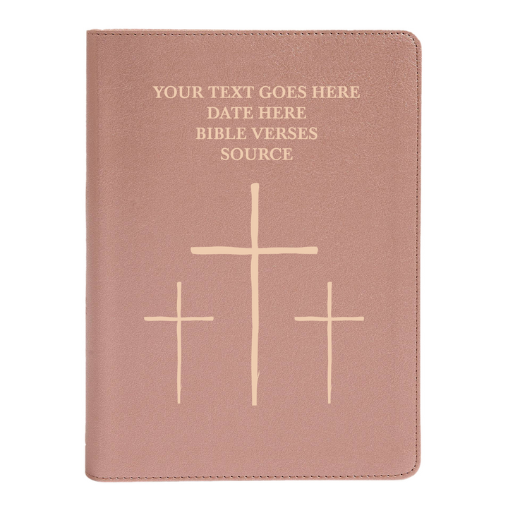 CSB She Reads Rose Gold Study Size Holy Bible Medium Print Size | Cross With The Three Crosses