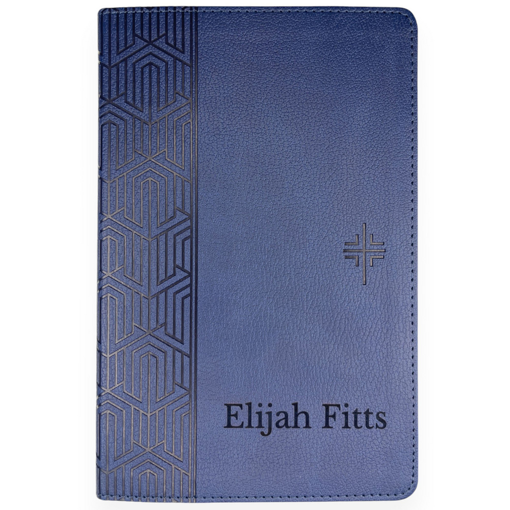 NLT Blue Standard Size Holy Bible Small Print | Geometric