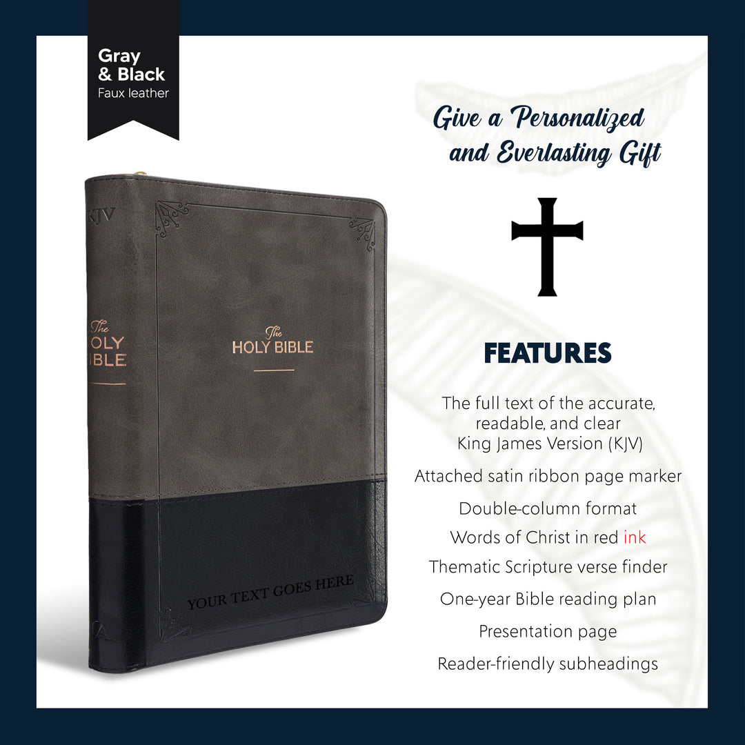 KJV Gray Black Standard Size Two Tone Holy Bible Small Print