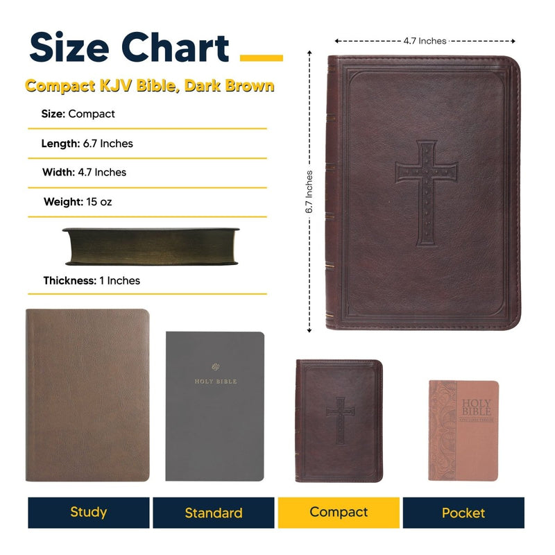 KJV Dark Brown Compact Size Holy Bible Large Print