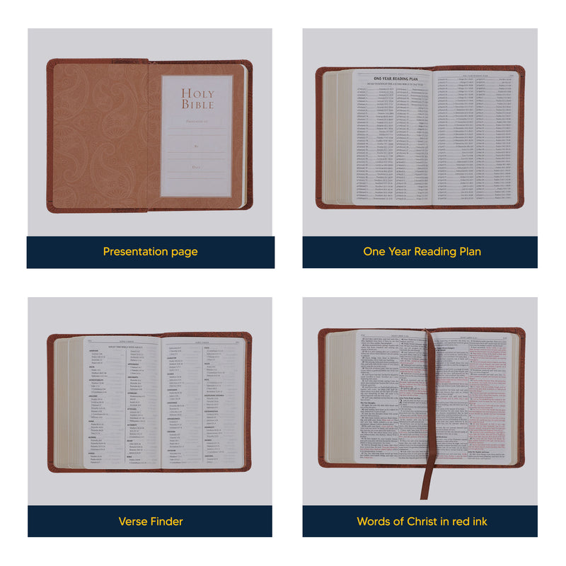KJV Toffee Brown Mini Pocket Size Holy Bible Extra Small Print