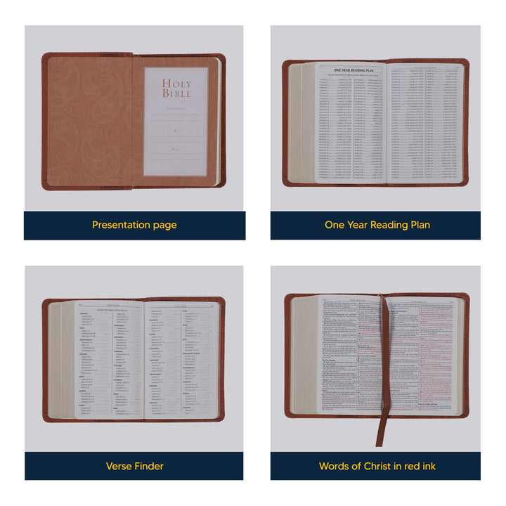 KJV Toffee Brown Mini Pocket Size Holy Bible Extra Small Print