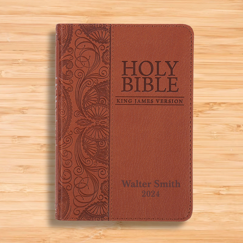 KJV Toffee Brown Mini Pocket Size Holy Bible Extra Small Print