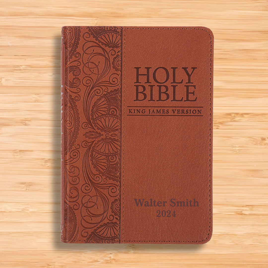 KJV Toffee Brown Mini Pocket Size Holy Bible Extra Small Print
