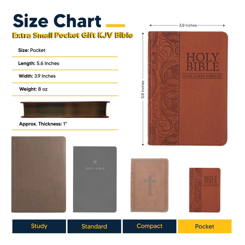 KJV Toffee Brown Mini Pocket Size Holy Bible Extra Small Print