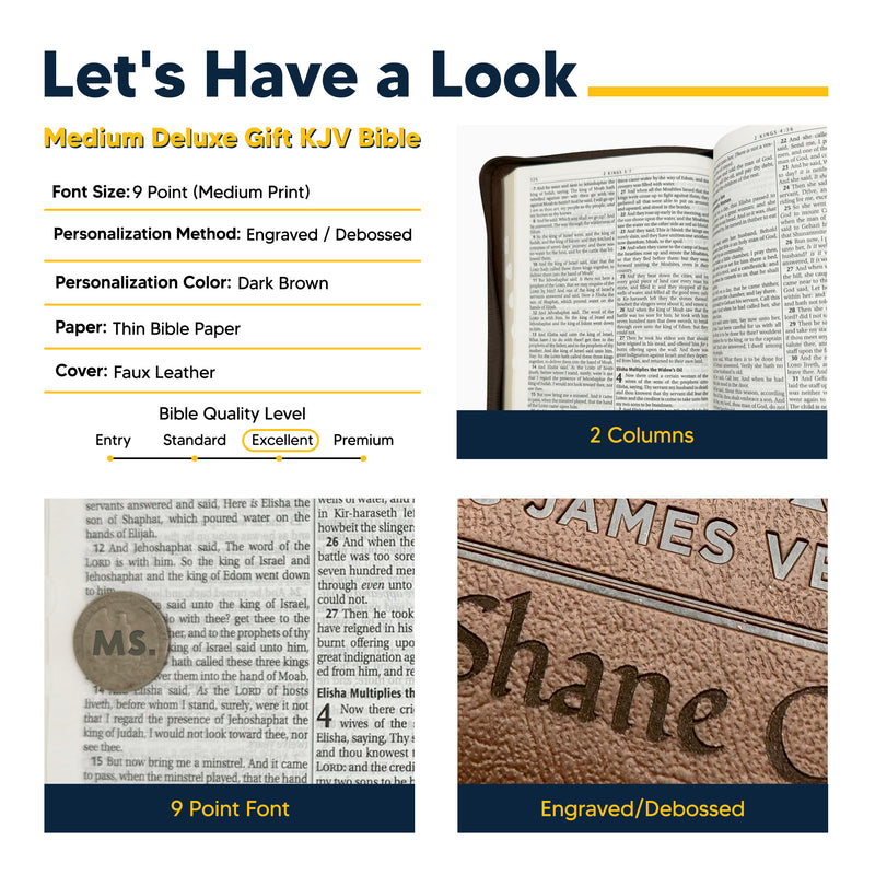 KJV Walnut Brown Standard Size Deluxe Holy Bible Medium Print