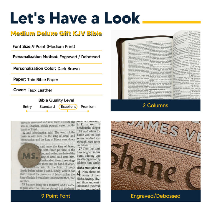 KJV Walnut Brown Standard Size Deluxe Holy Bible Medium Print