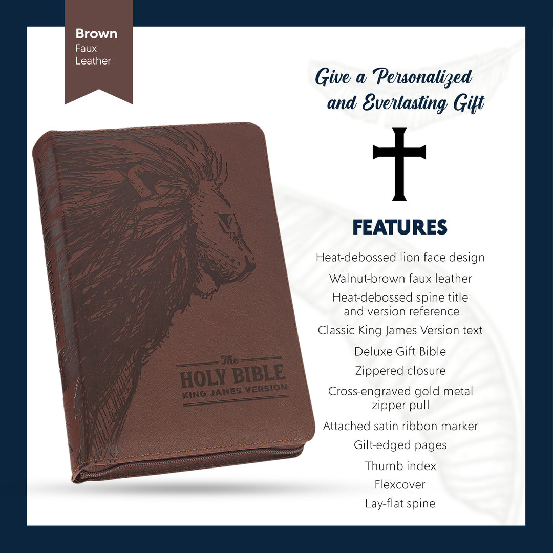 KJV Walnut Brown Standard Size Deluxe Holy Bible Medium Print