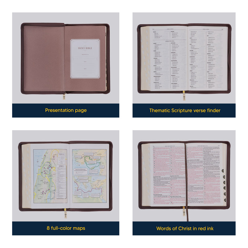 KJV Walnut Brown Standard Size Deluxe Holy Bible Medium Print