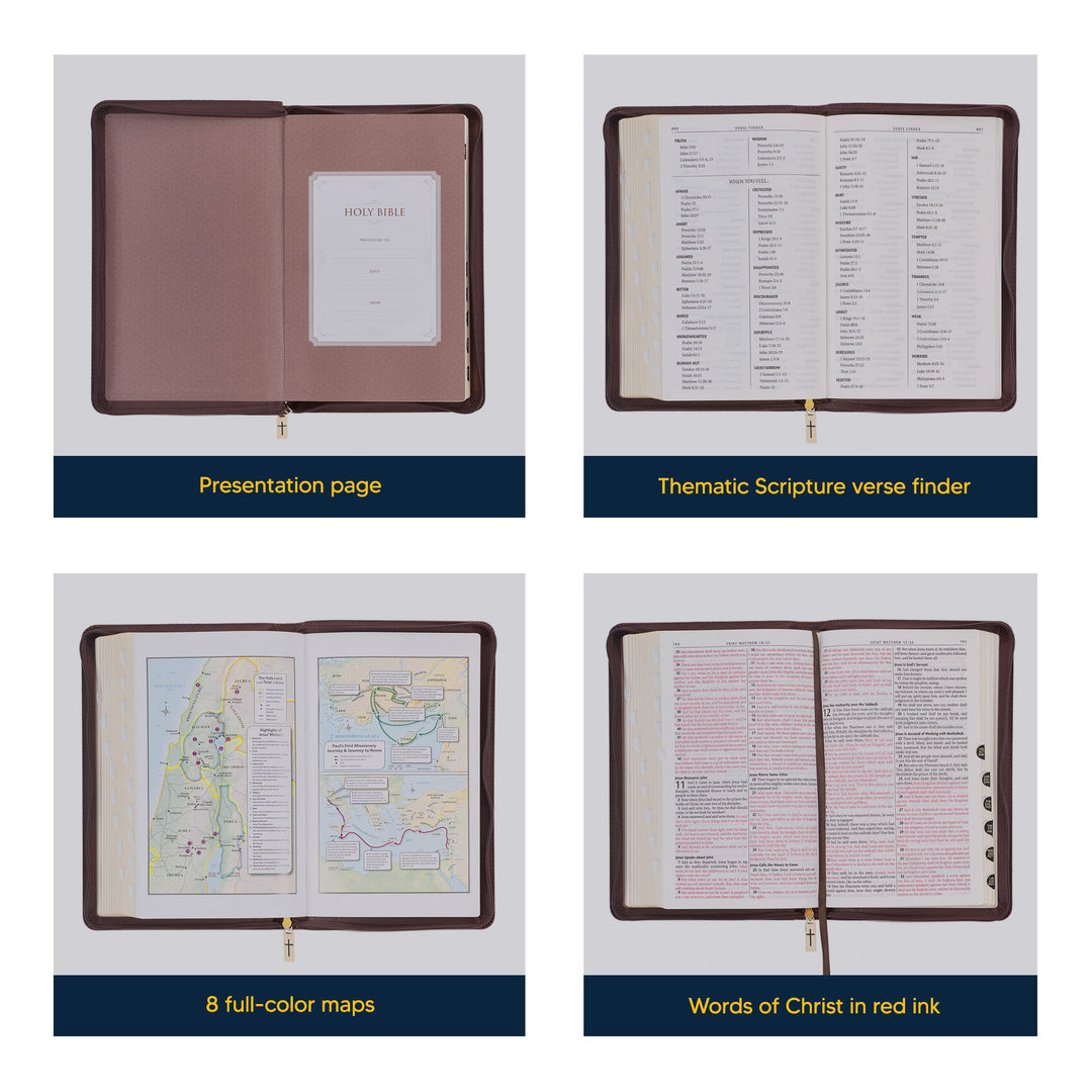 KJV Walnut Brown Standard Size Deluxe Holy Bible Medium Print