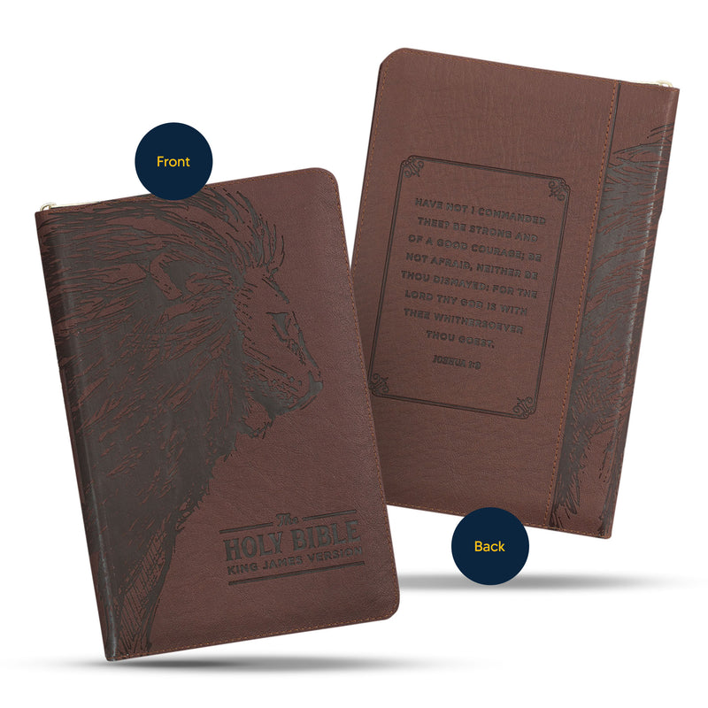 KJV Walnut Brown Standard Size Deluxe Holy Bible Medium Print