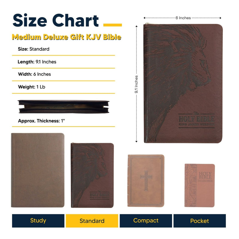 KJV Walnut Brown Standard Size Deluxe Holy Bible Medium Print