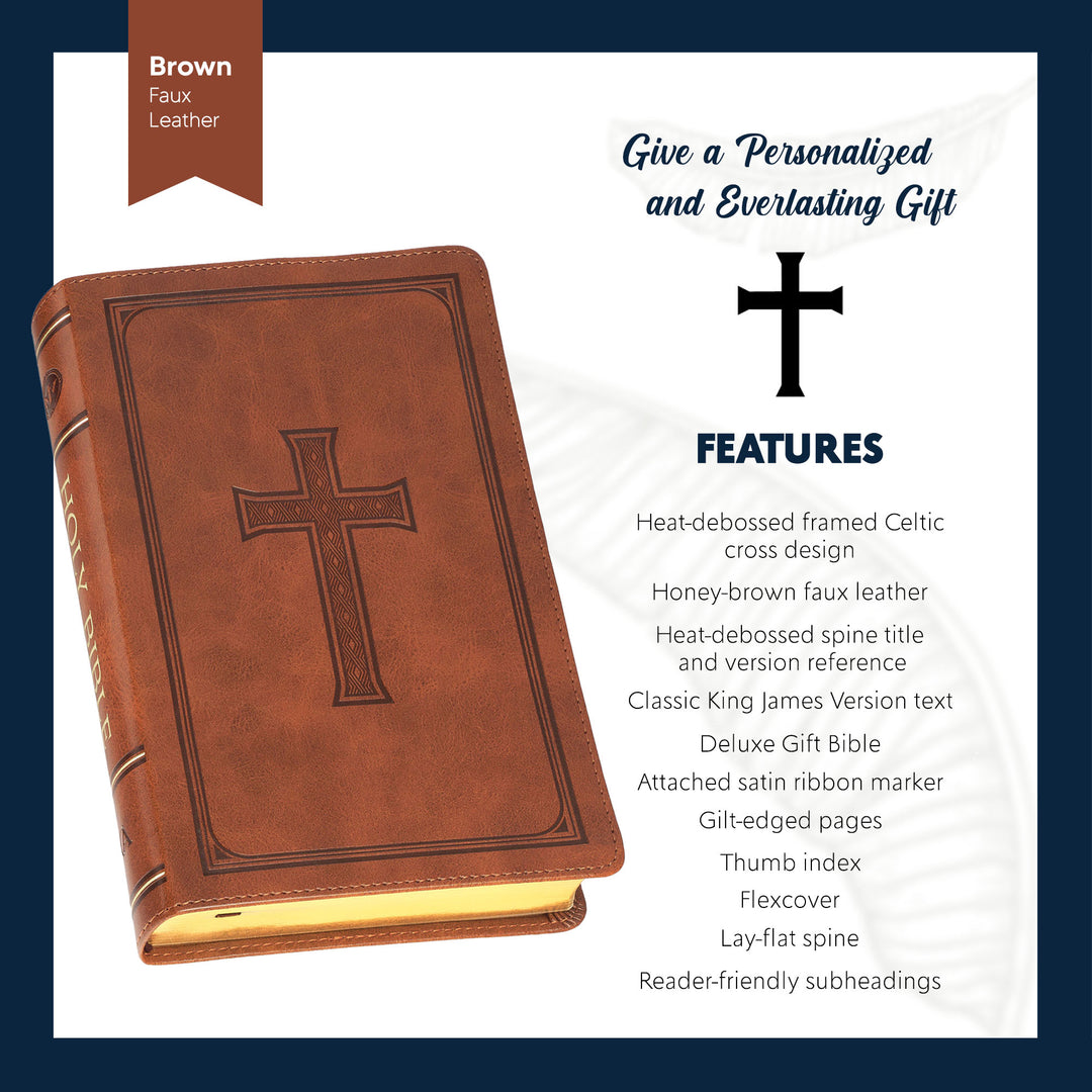 KJV Honey Brown Standard Size Deluxe Holy Bible Medium Print
