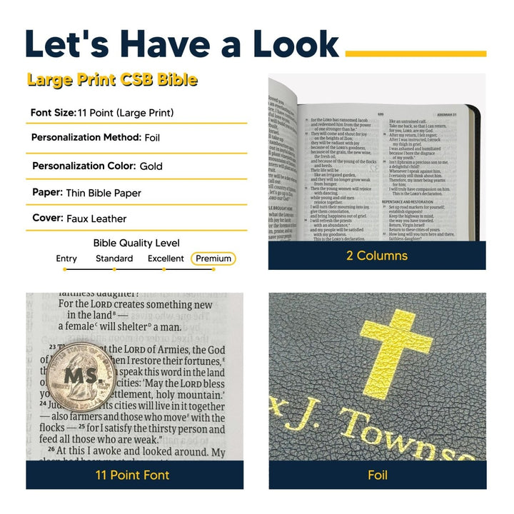 CSB Navy Blue Standard Size Holy Bible Large Print