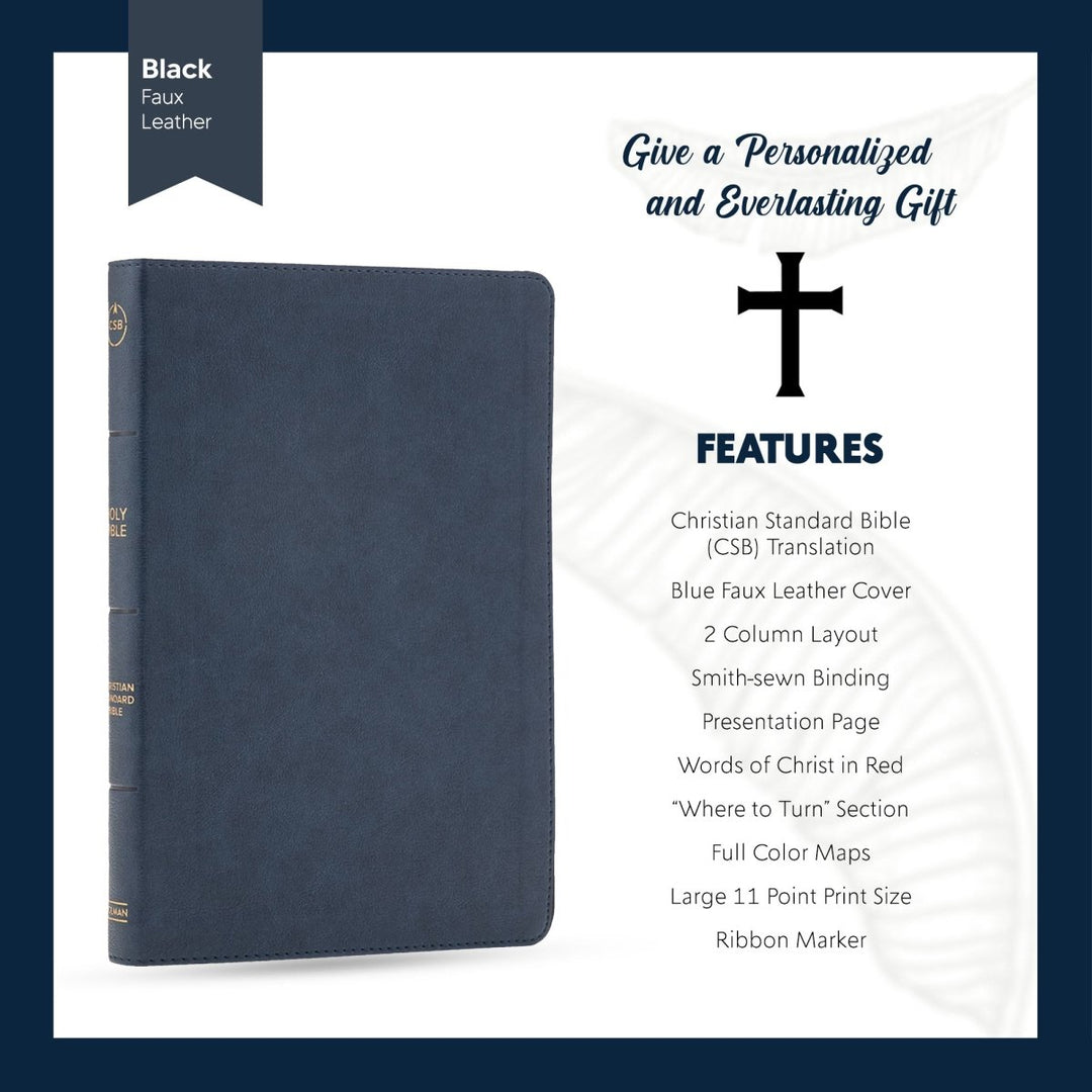 CSB Navy Blue Standard Size Holy Bible Large Print