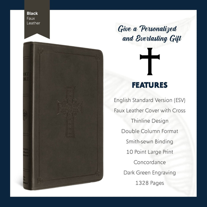 ESV Olive Green Standard Size Holy Bible Large Print | Green Cross