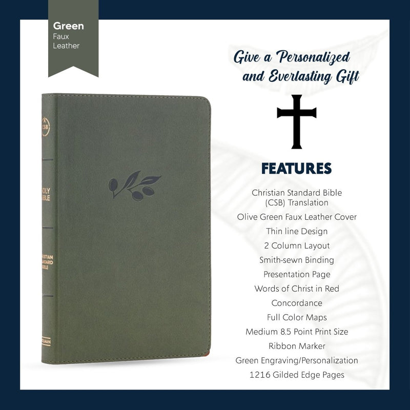 CSB Olive Green Standard Size Holy Bible Medium Print