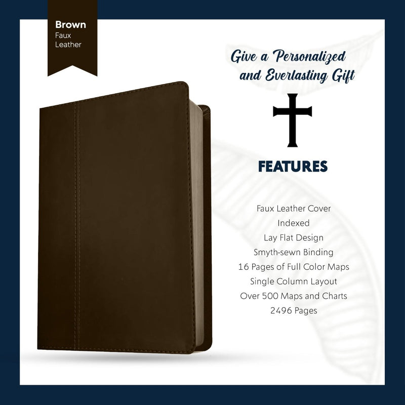 NLT Brown Standard Size Holy Bible Medium Print | 1 John 4:19