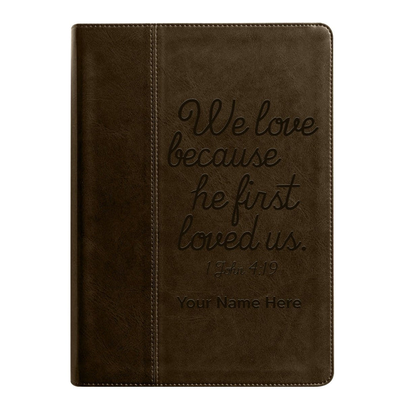 NLT Brown Standard Size Holy Bible Medium Print | 1 John 4:19