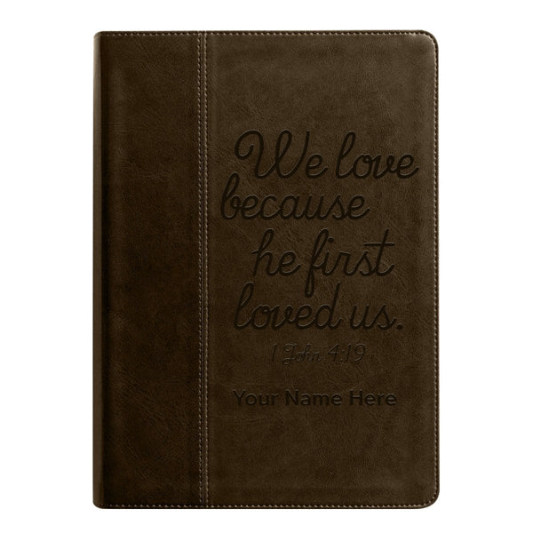 NLT Brown Standard Size Holy Bible Medium Print | 1 John 4:19