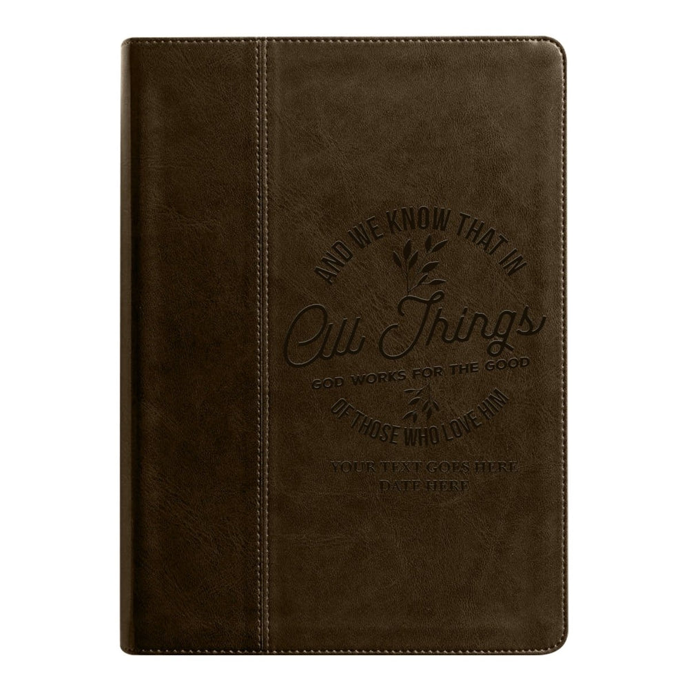 NLT Brown Standard Size Holy Bible Medium Print | All Things God Works For Good