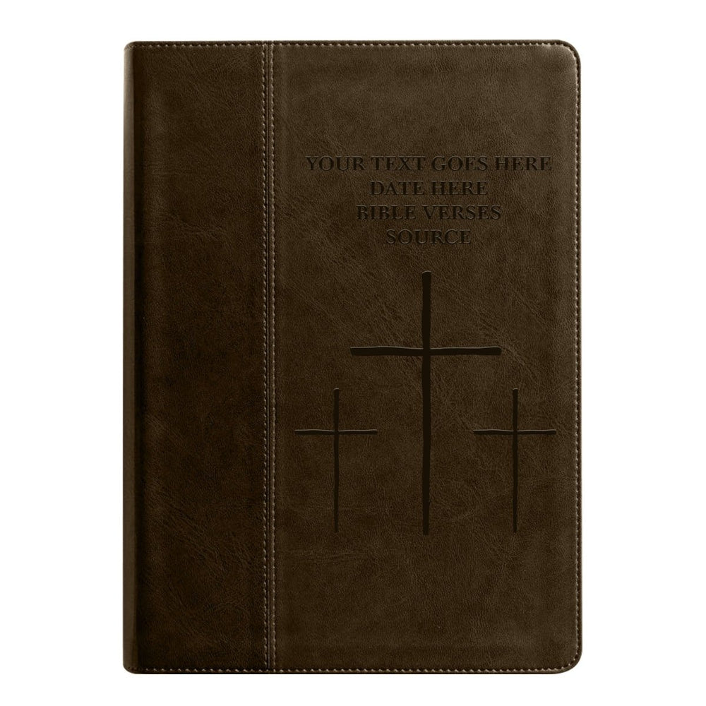 NLT Brown Standard Size Holy Bible Medium Print | The Three crosses
