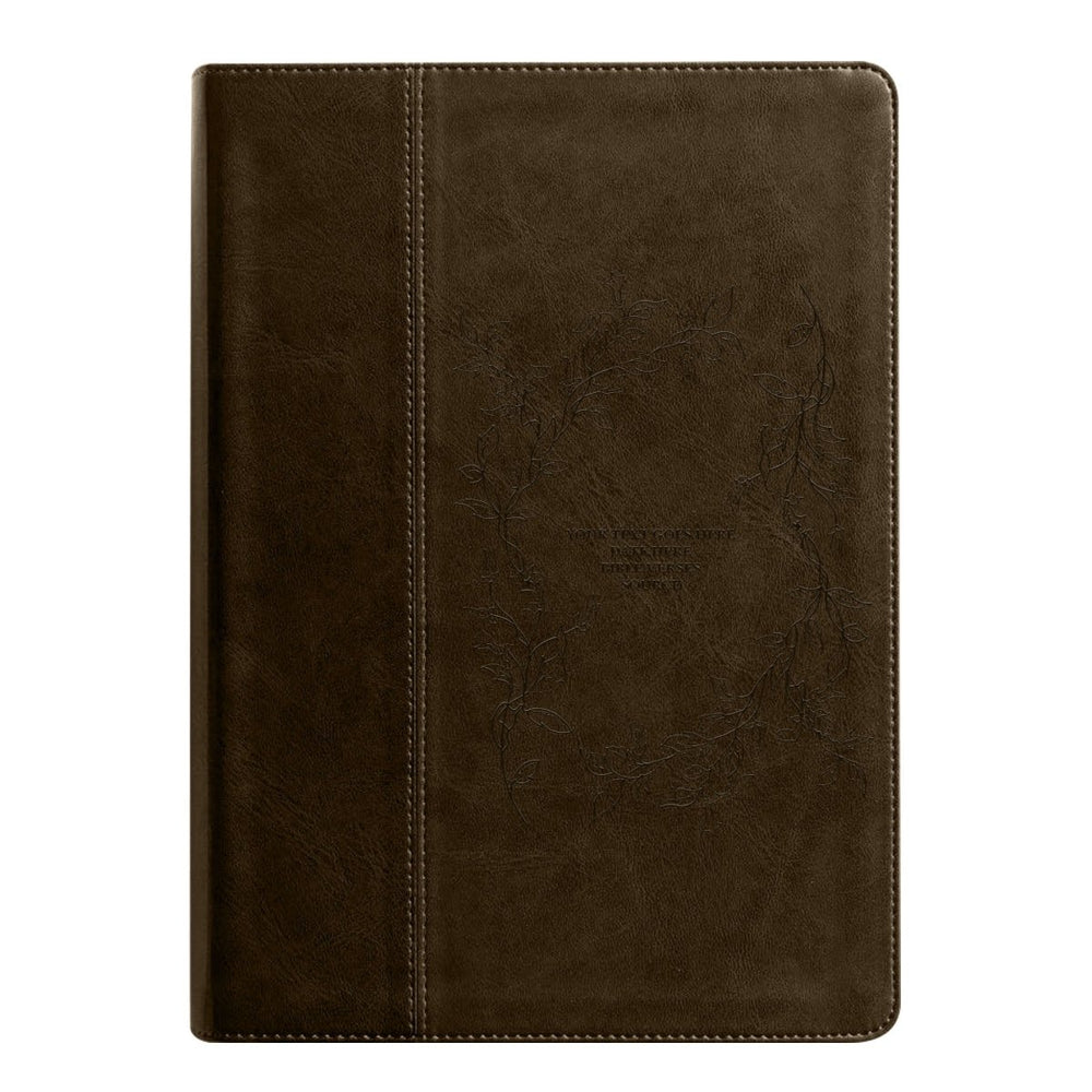NLT Brown Standard Size Holy Bible Medium Print | Floral Vines