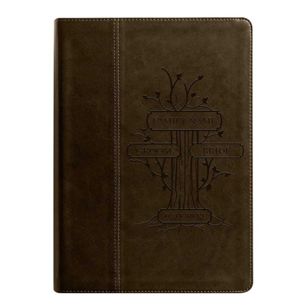 NLT Brown Standard Size Holy Bible Medium Print | Family Tree