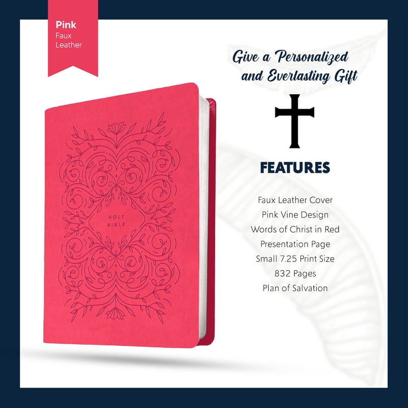NLT Pink Standard Size Holy Bible Medium Print | Vine