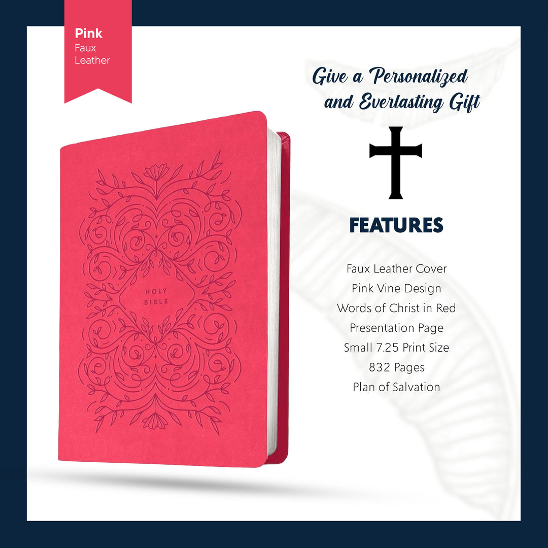 NLT Pink Standard Size Holy Bible Medium Print | Vine