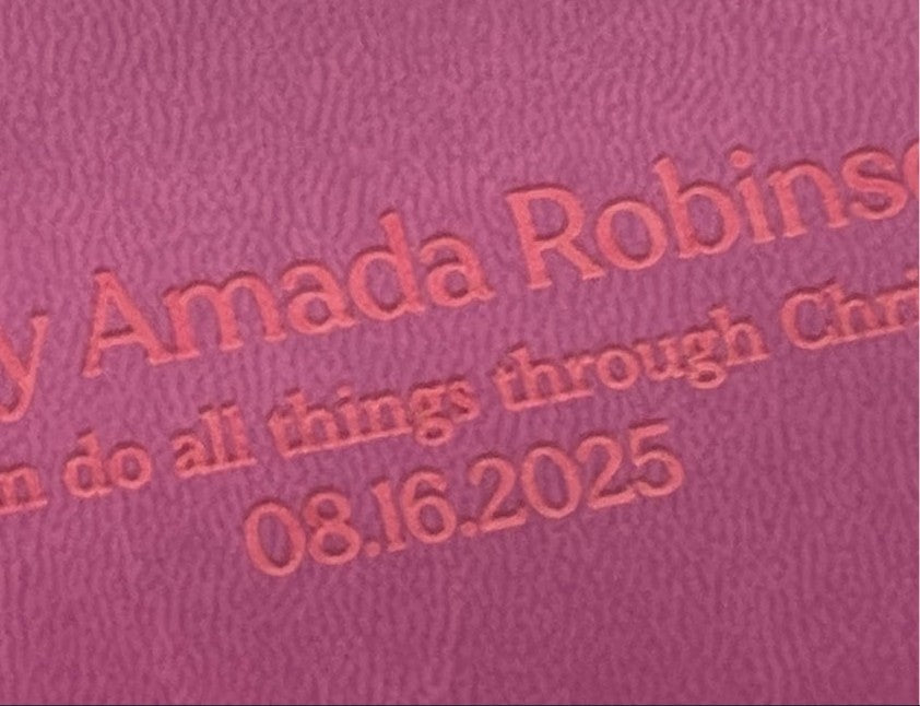 Actual personalization sample for this Bible