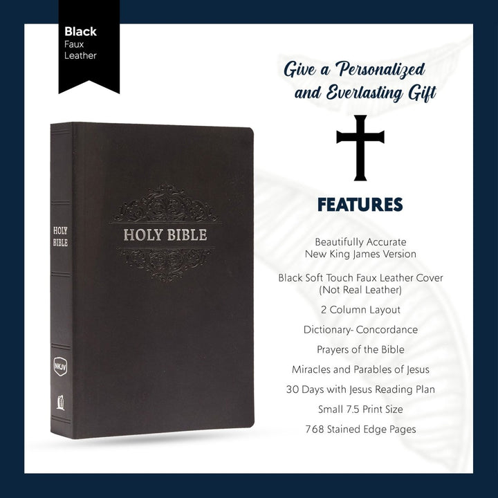 NKJV Black Standard Size Holy Bible Small Print