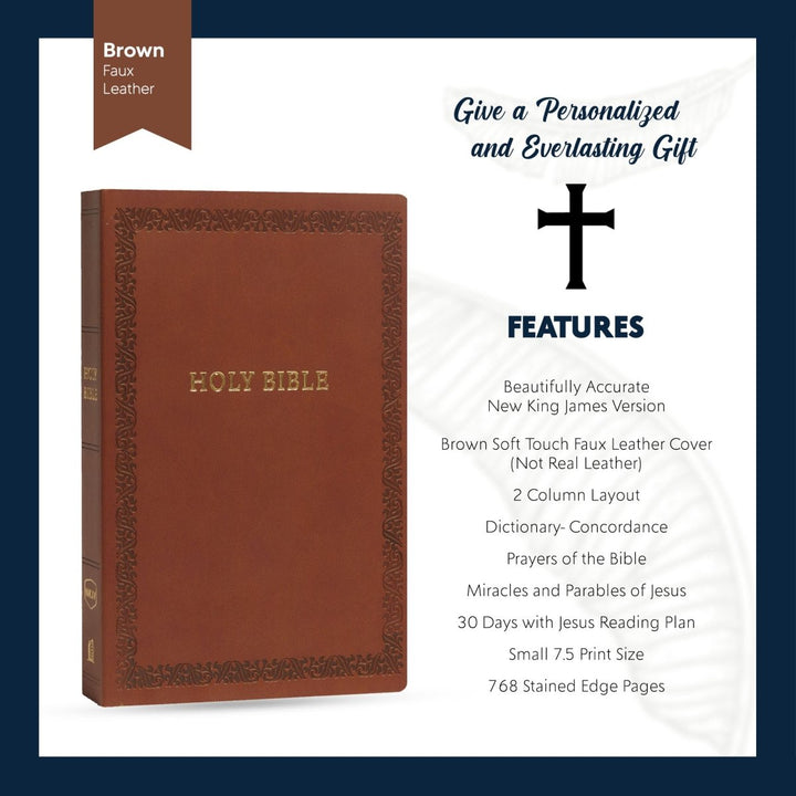 NKJV Dark Brown Standard Size Holy Bible Small Print