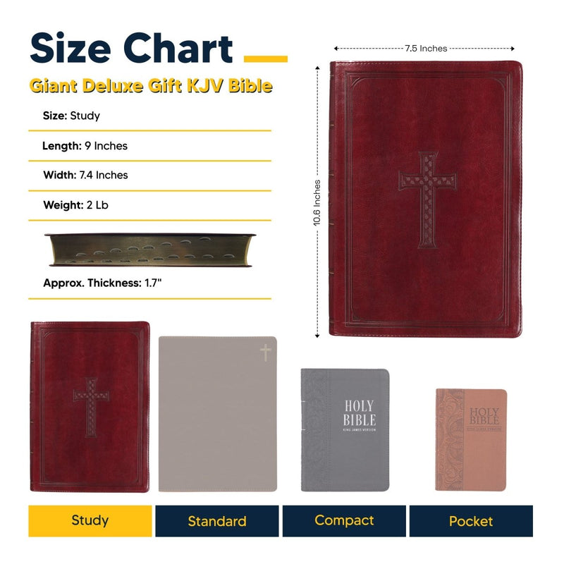 KJV Burgundy Study Size Holy Bible Giant Print
