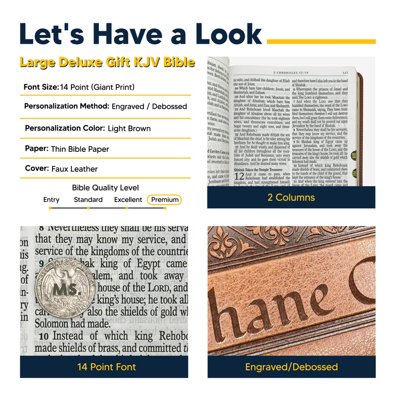 KJV Honey Brown Study Size Holy Bible Giant Print