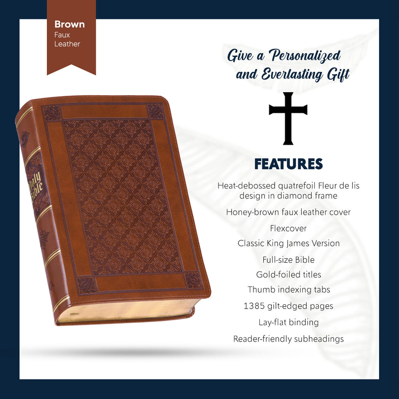 KJV Honey Brown Study Size Holy Bible Giant Print