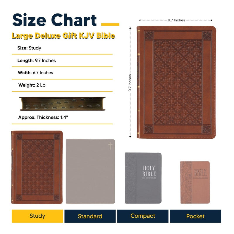 KJV Honey Brown Study Size Holy Bible Giant Print