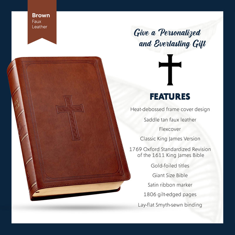KJV Saddle Brown Study Size Holy Bible Super Giant Print