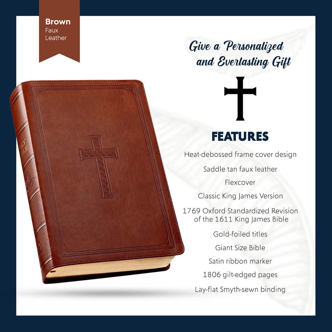 KJV Saddle Brown Study Size Holy Bible Super Giant Print