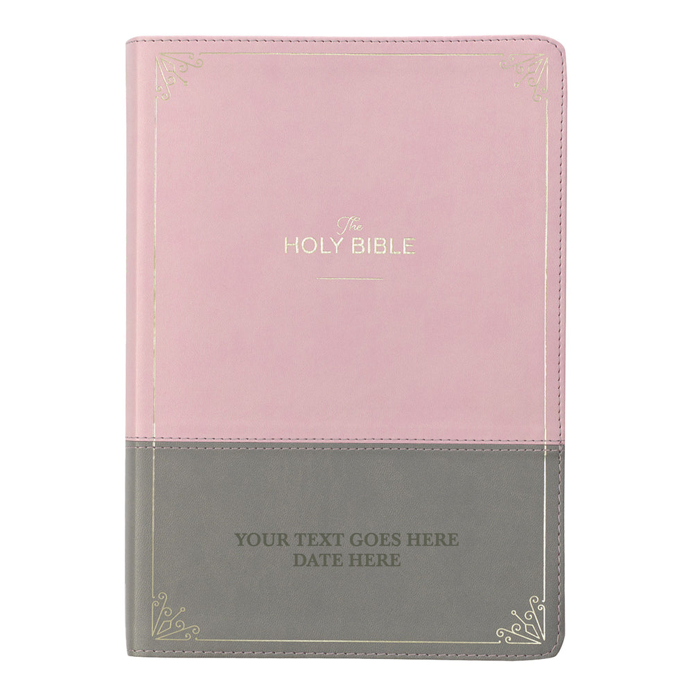 KJV Pink Gray Study Size Holy Bible Giant Print
