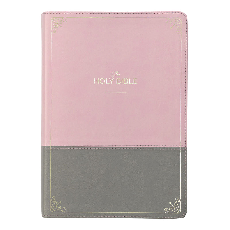 KJV Pink Gray Study Size Holy Bible Giant Print