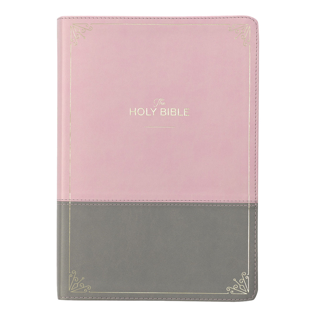 KJV Pink Gray Study Size Holy Bible Giant Print
