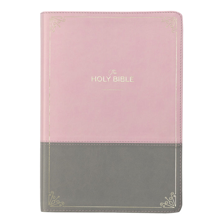 KJV Pink Gray Study Size Holy Bible Giant Print